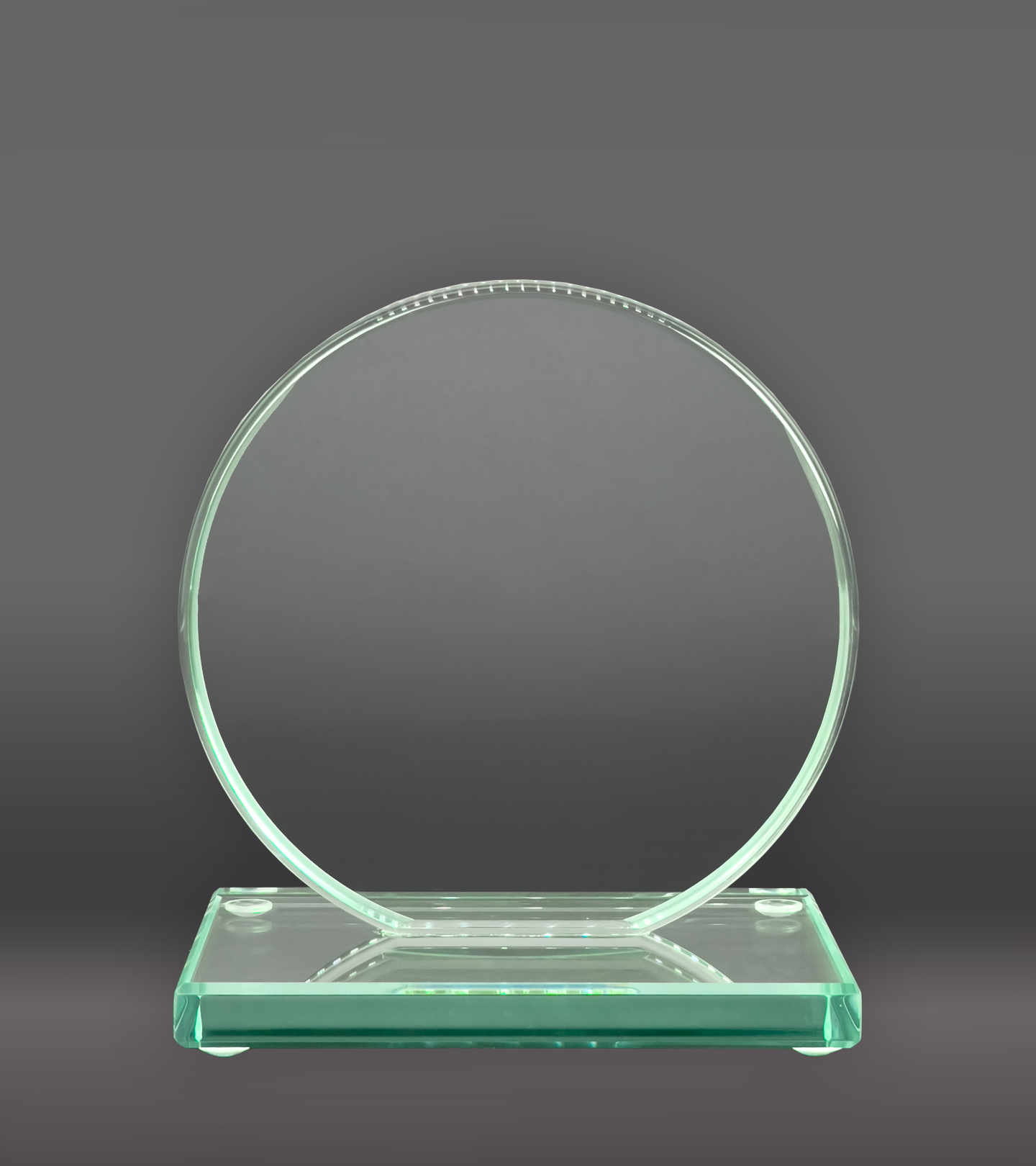 Circle Glass Plaque Award Front