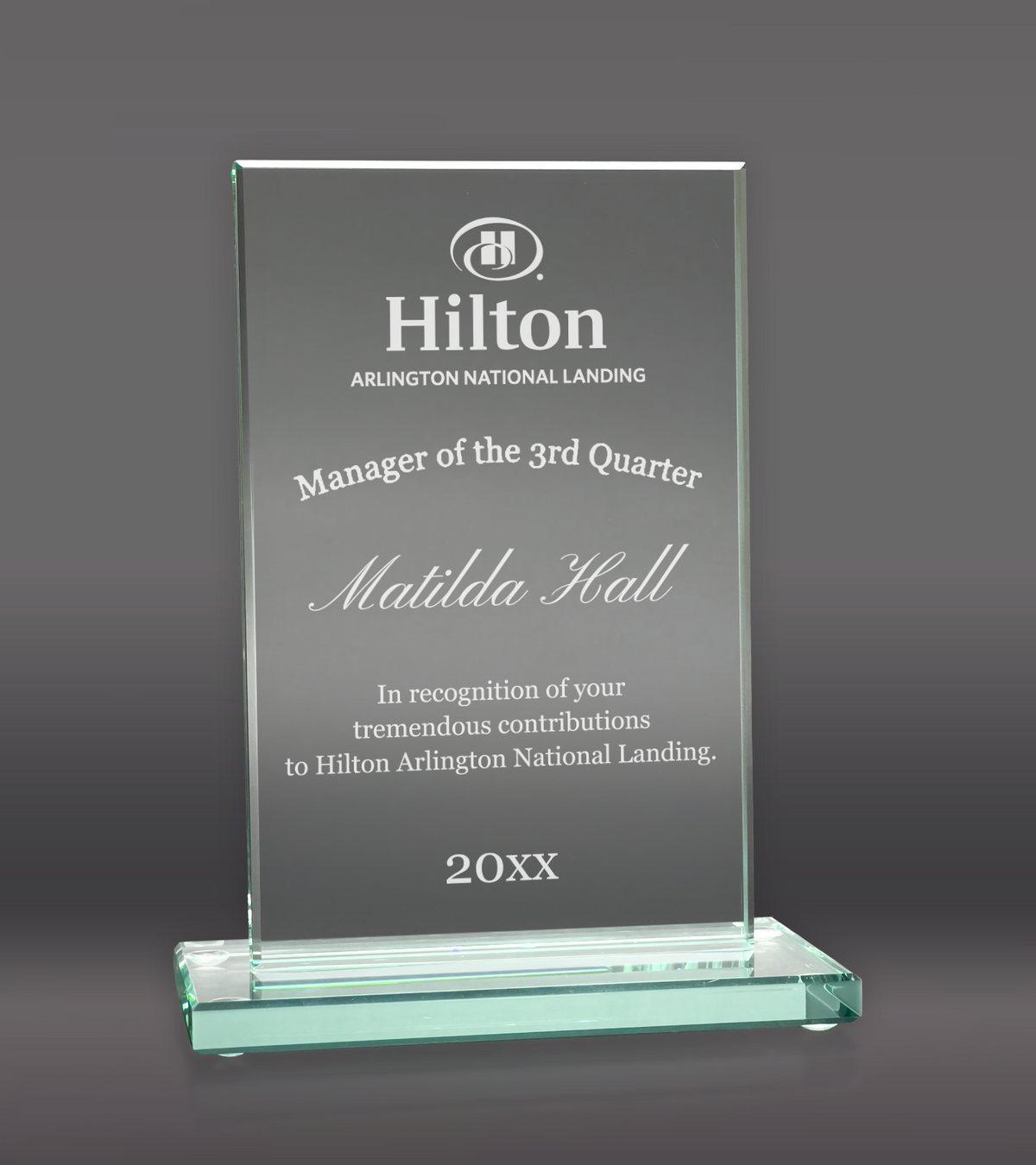 Laser Engraved Rectangle Glass Trophy