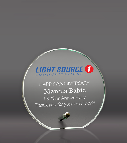 Color Printed Standing Circle Glass Plaque