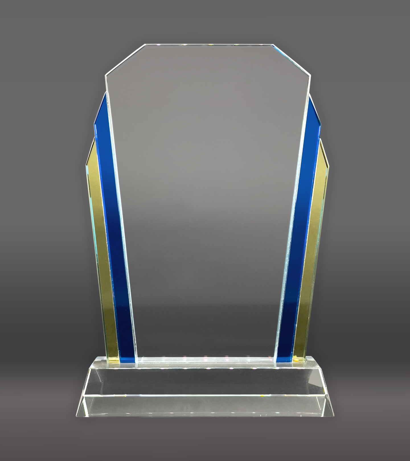 Imperial Color Glass Award with Blue & Gold Accent Columns