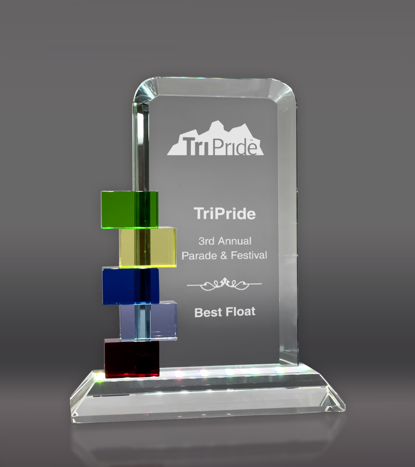 Custom Engraved Color Blocks Glass Award