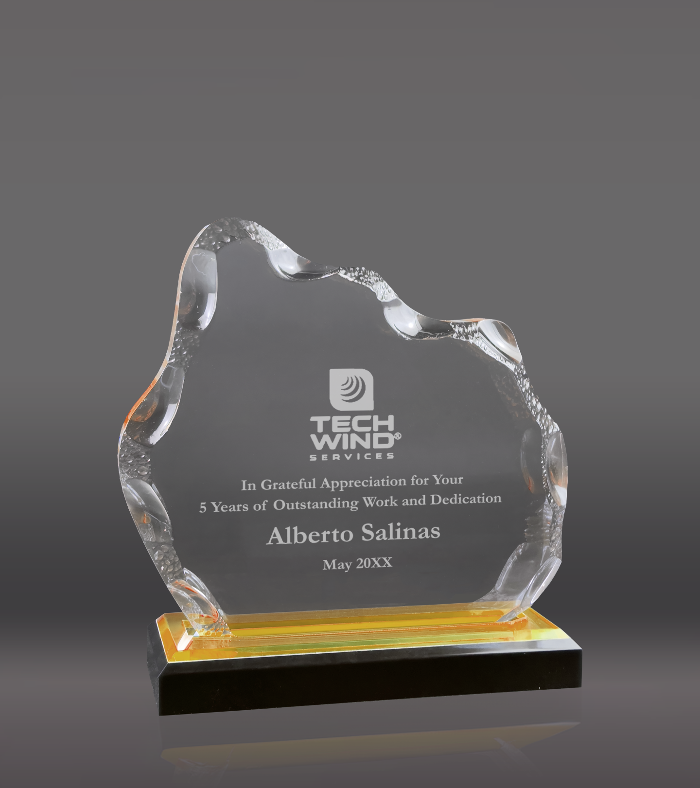 Laser Engraved Gold Glacier Impress Acrylic Award