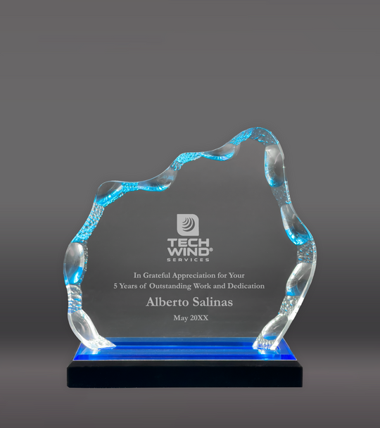 Laser Engraved Blue Glacier Impress Acrylic Award