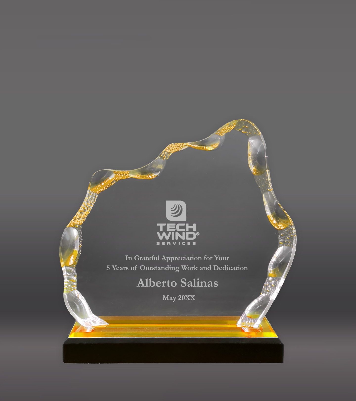 Laser Engraved Gold Glacier Impress Acrylic Award