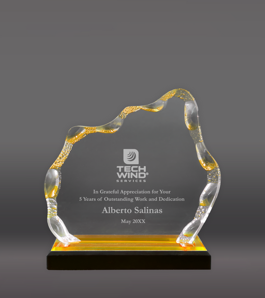 Laser Engraved Gold Glacier Impress Acrylic Award