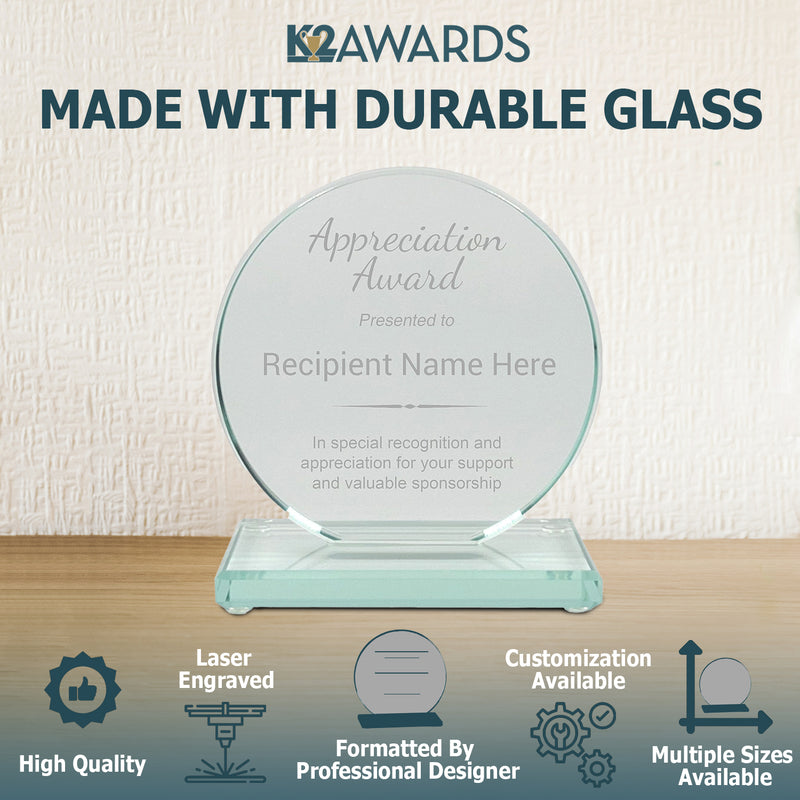 Circle Glass Plaque With Features
