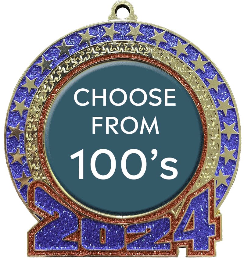 2024 Red and Blue Glitter Insert Medal
