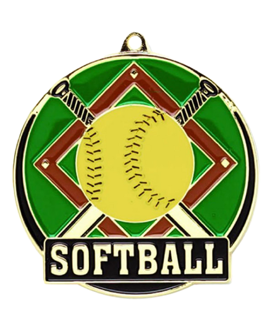 Color Fill Softball Medal