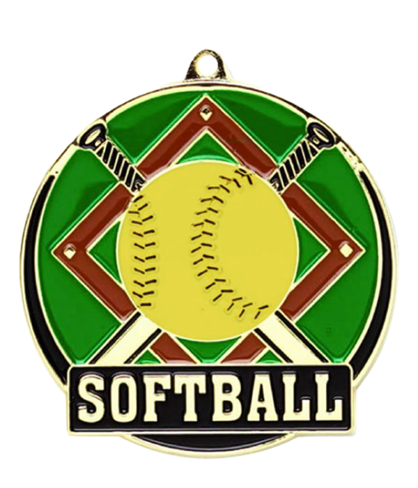 Color Fill Softball Medal