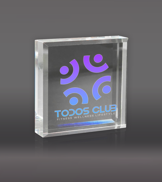 Color Printed Signature Bevel Clear Paperweight