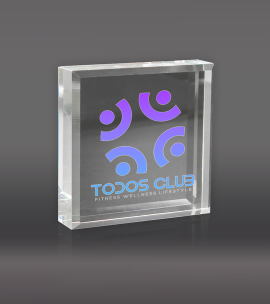 Color Printed Signature Bevel Clear Paperweight