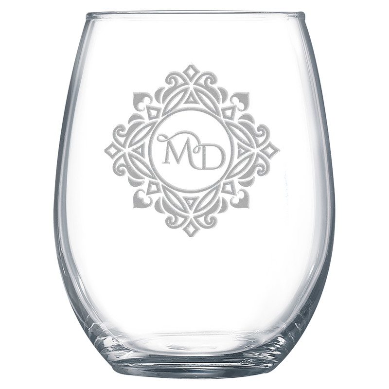 Custom Engraved 15 ounce Stemless Wine Glass