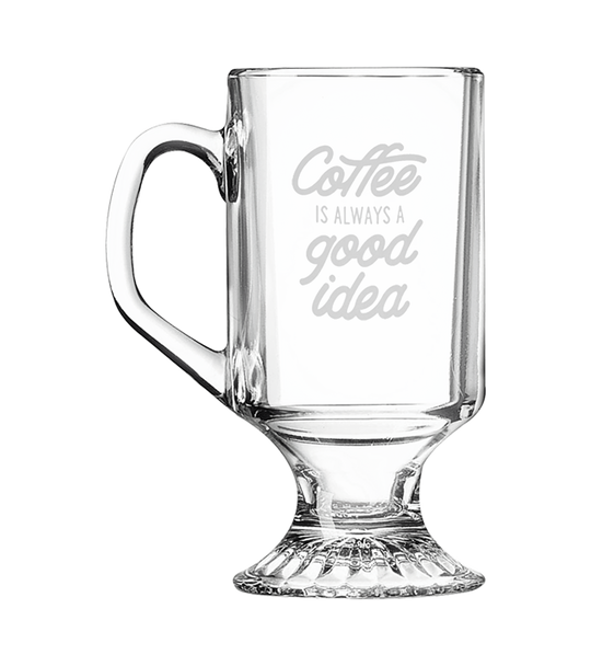 Engraved 10 oz Clear Footed Coffee Mug