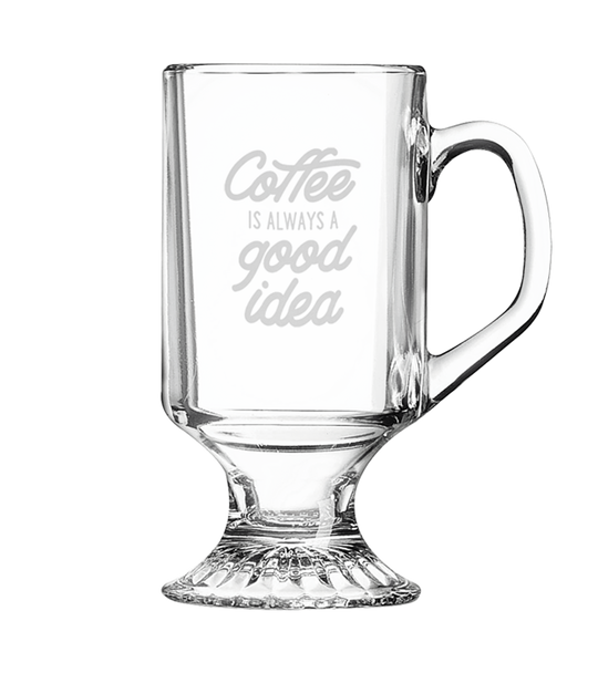 Engraved 10 oz Clear Footed Coffee Mug