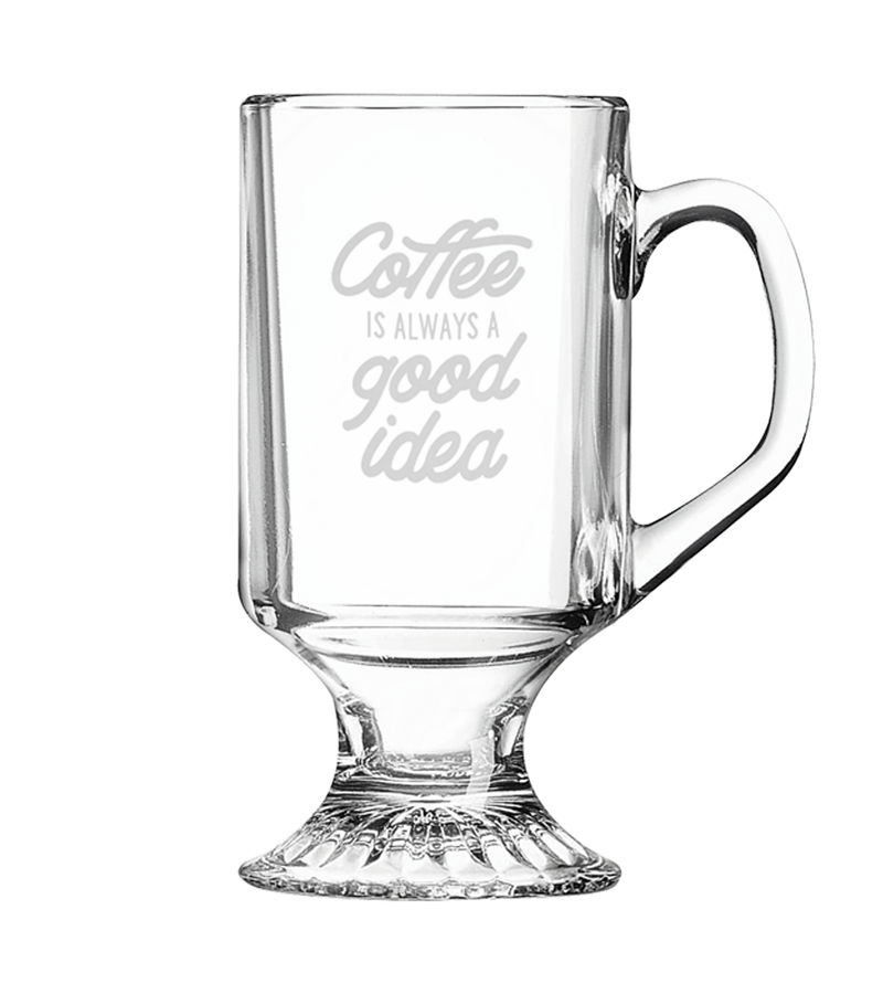 Custom Engraved 10 Oz Clear Footed Coffee Mug