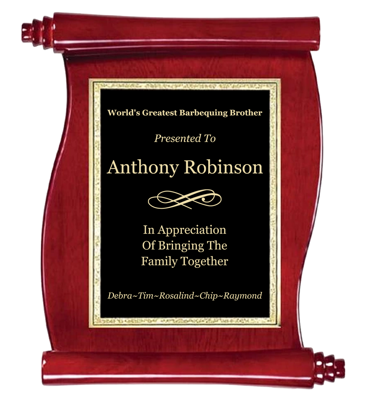 High Gloss Rosewood Scroll Plaque