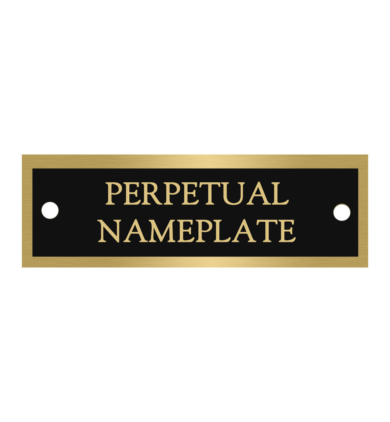 Black and Gold Perpetual Name Plate with Custom Text and Screw Holes