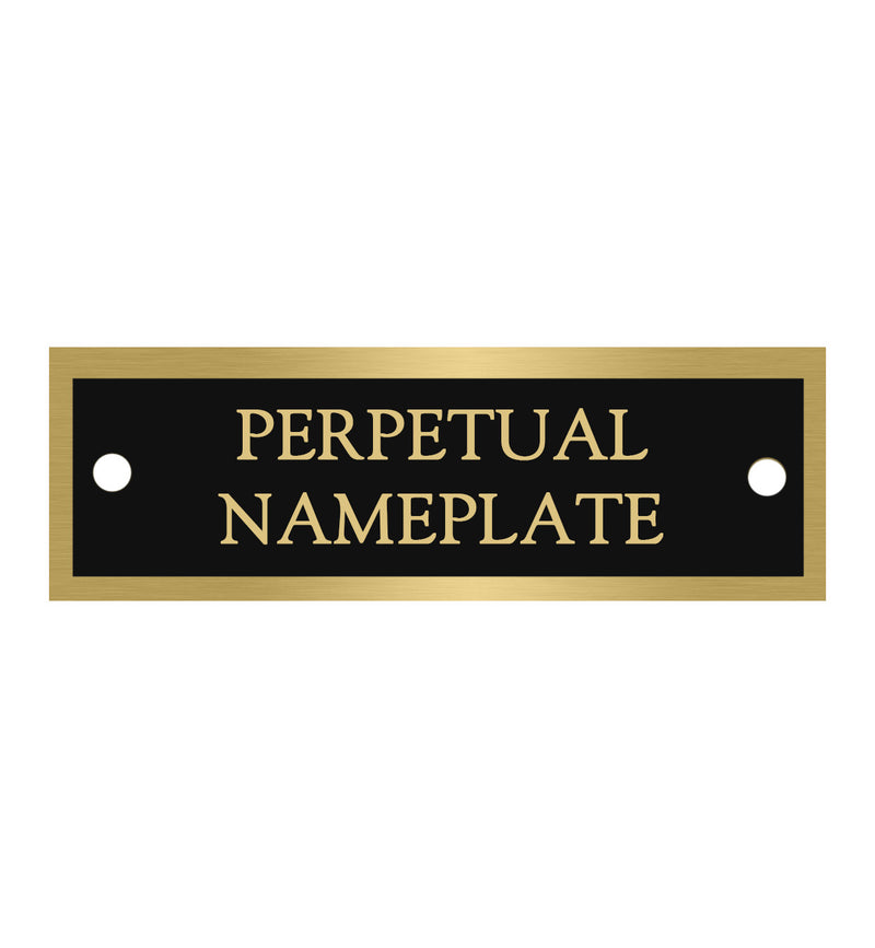 Black and Gold Perpetual Name Plate with Custom Text and Screw Holes
