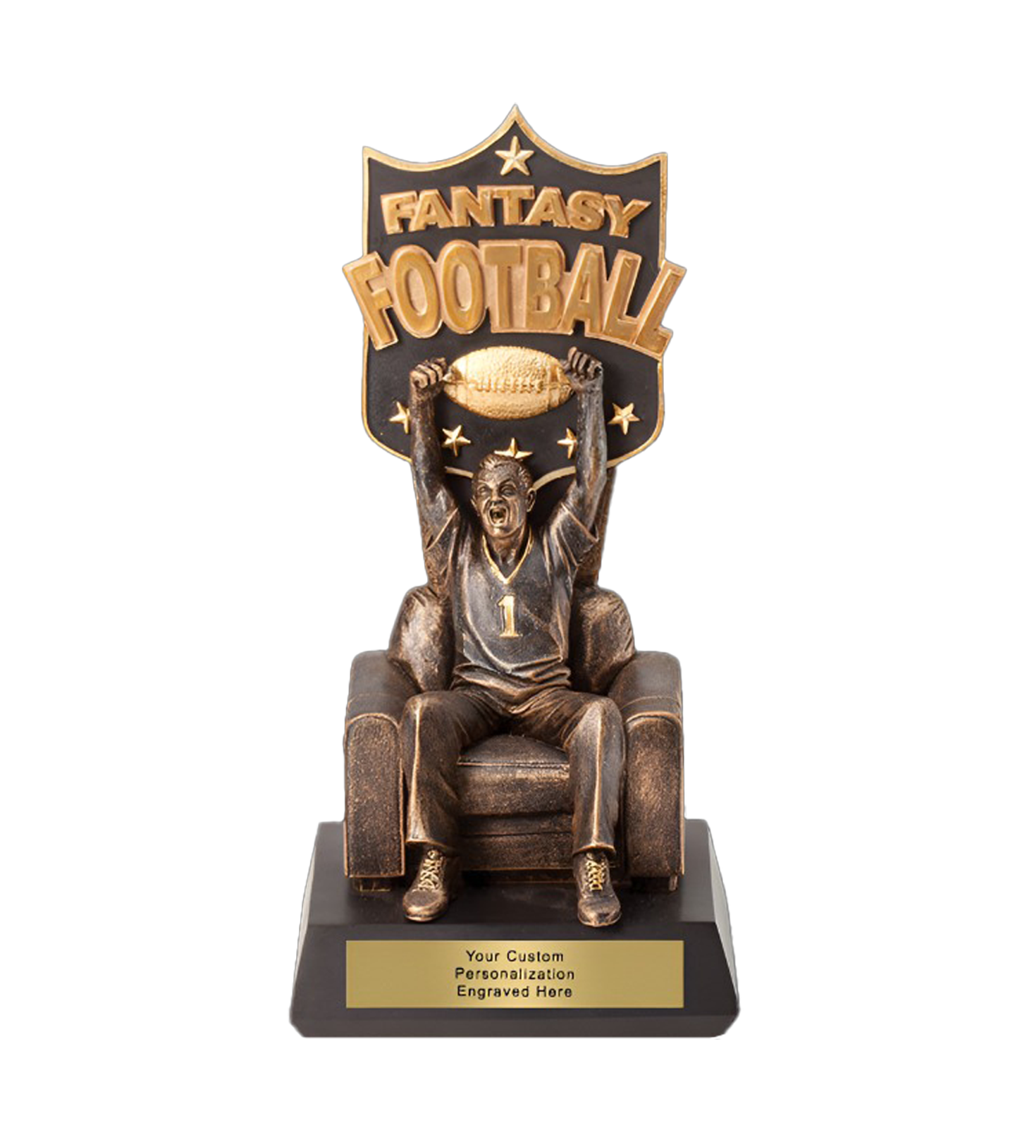 Bronze Fantasy Football Award on Black Base