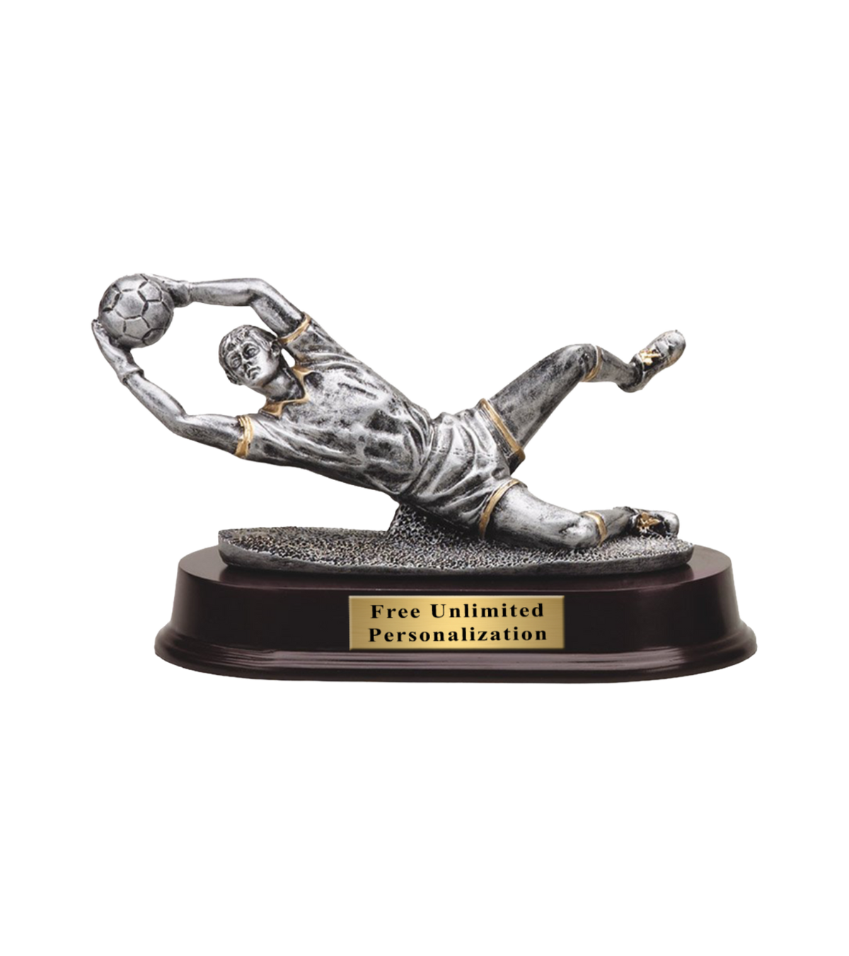 Pewter Finish Soccer Goalie Trophy - Male