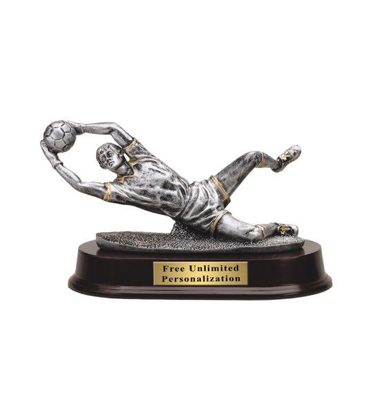 Pewter Finish Soccer Goalie Trophy - Male