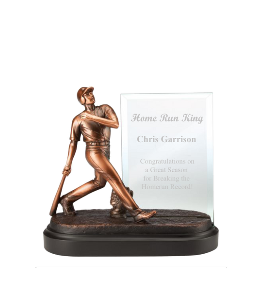 Home Run Baseball Award with Engraved Glass