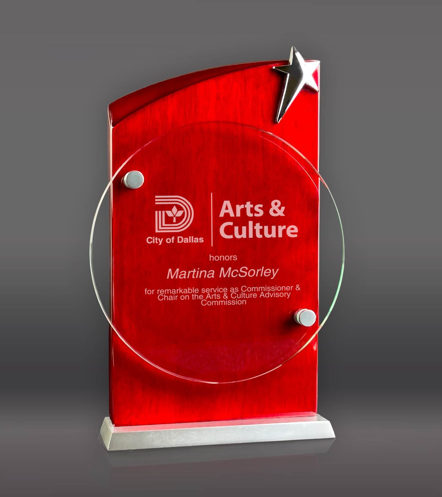 Rosewood Circle Glass Stand Award