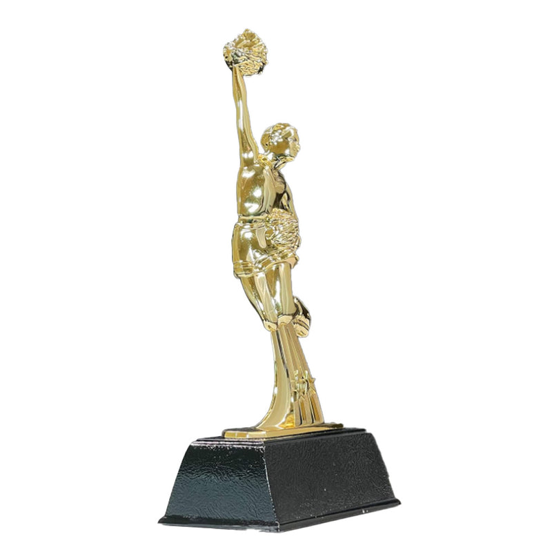 Angled View of Gold Star Cheerleading Trophy