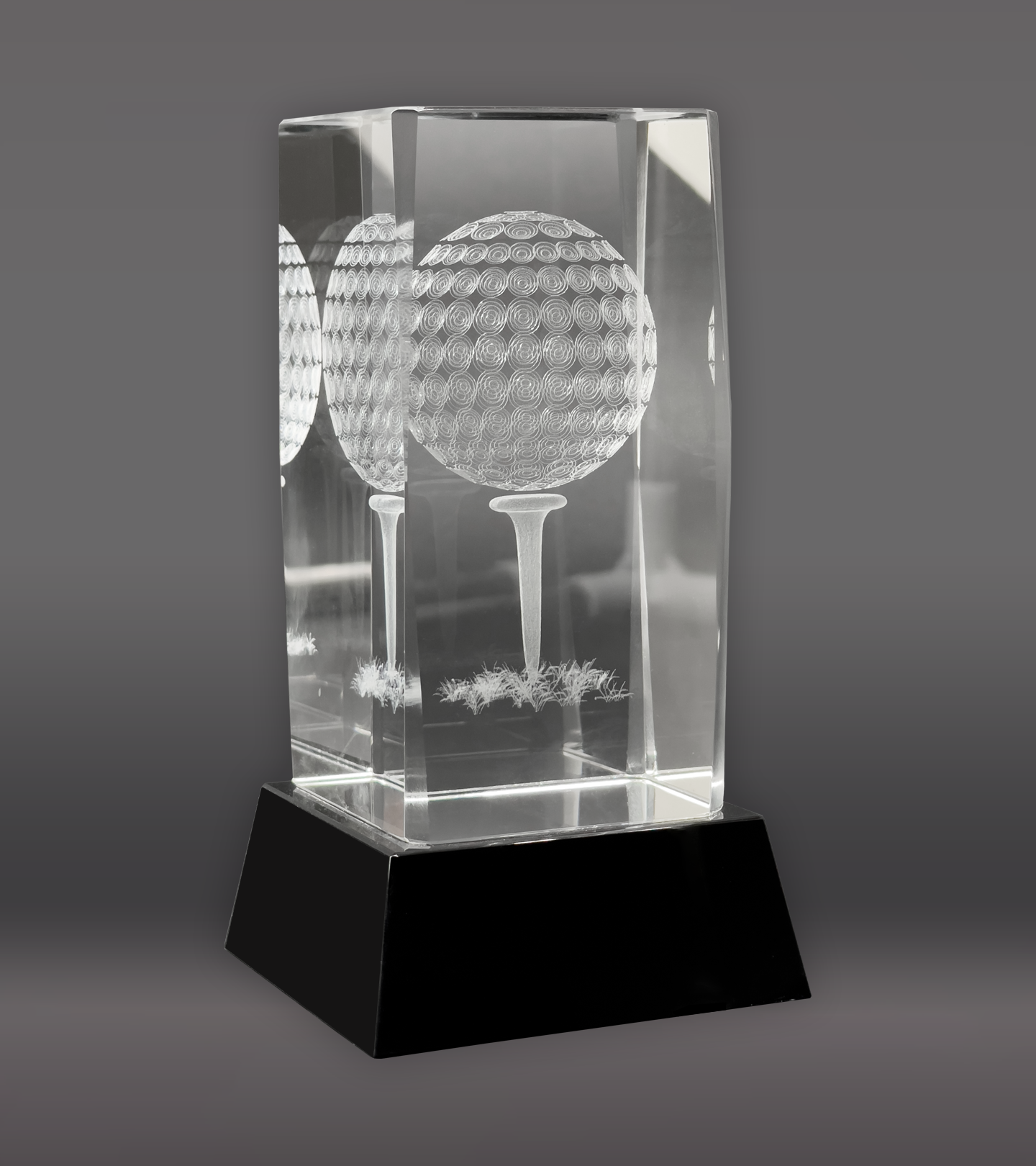 Golf Optical Crystal Award On Black Base