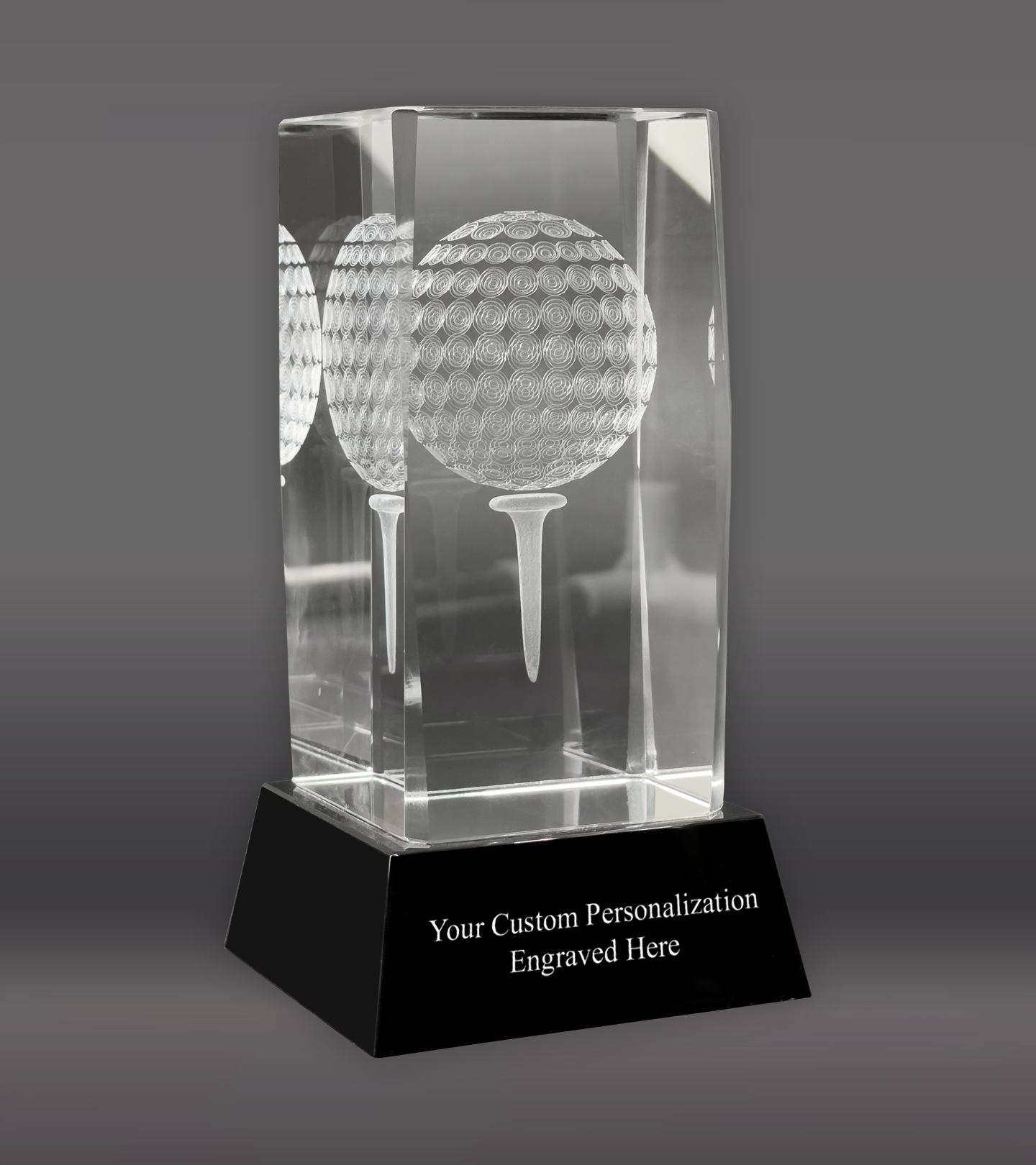 Golf Optical Crystal Award On Black Base