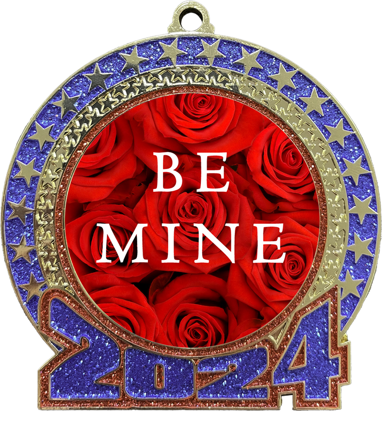 2024 Red and Blue Glitter Valentines Insert Medal