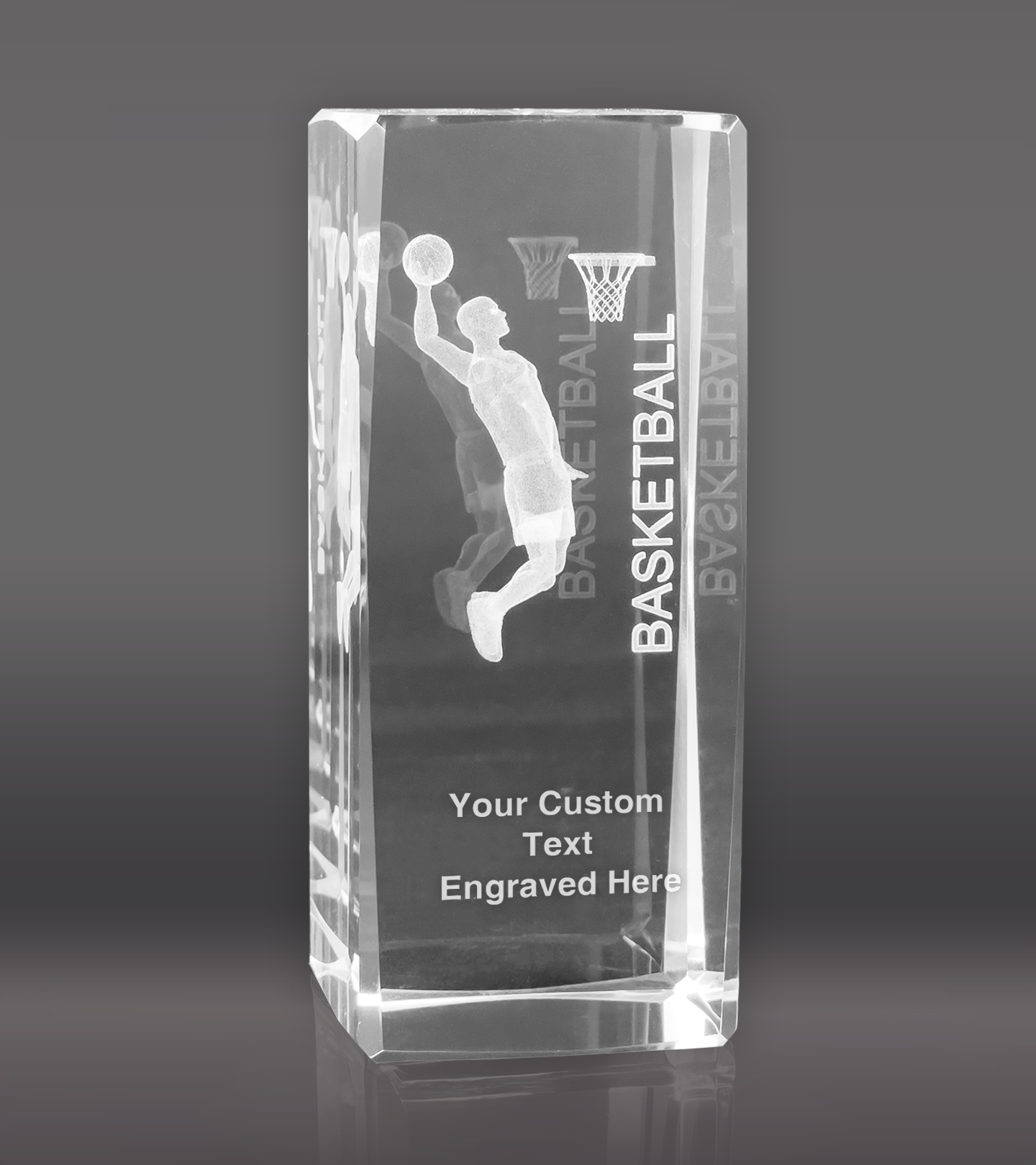 3D Sports Boys Basketball Crystal Trophy