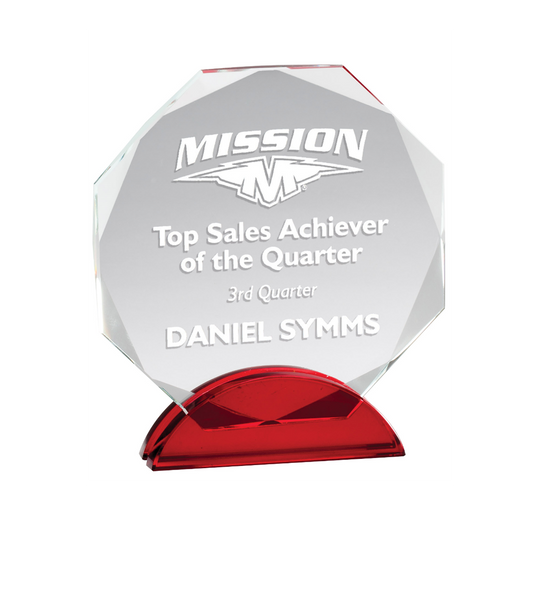 Octagon Glass With Red Base