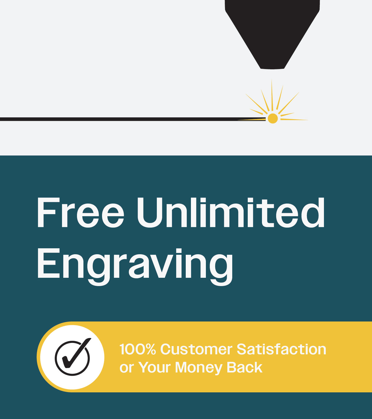 K2 Awards laser engraving promise for free unlimited engraving with 100% satisfaction guarantee on your personalization and item