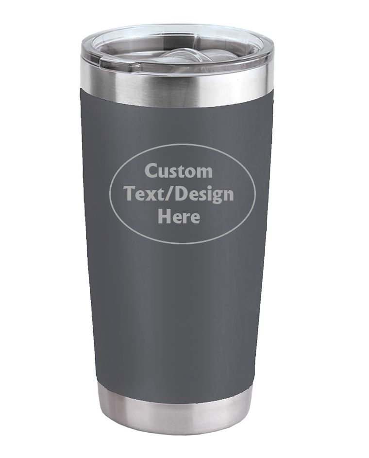 20 Oz Etched Black Pack Insulated Travel Tumbler With Straw 