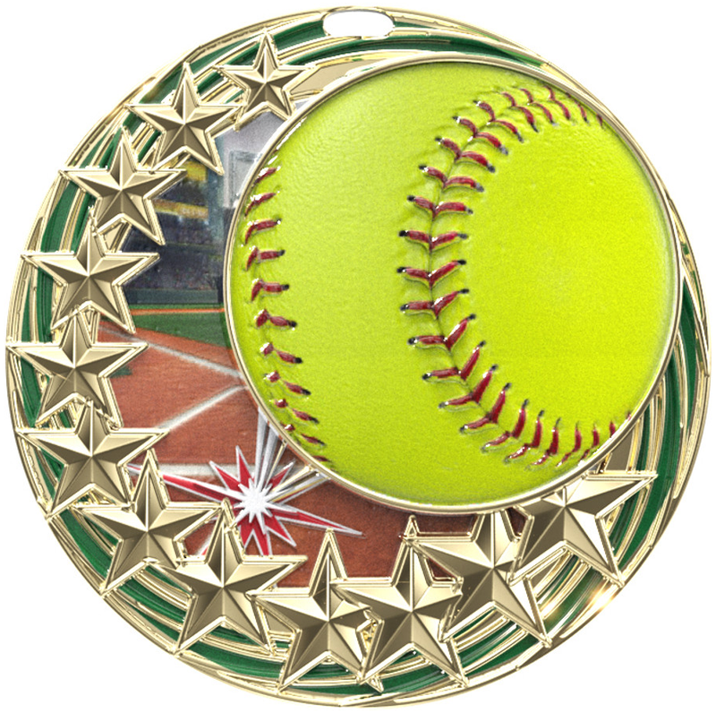 Star Swirl Softball Medal