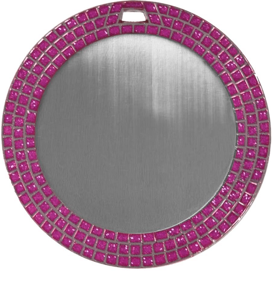 Silver Valentine’s Day Pink Glitter Medal
