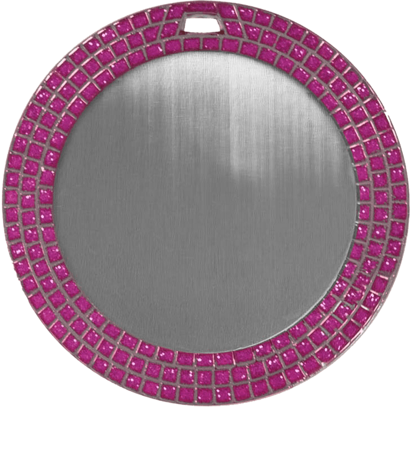 Silver Valentine’s Day Pink Glitter Medal