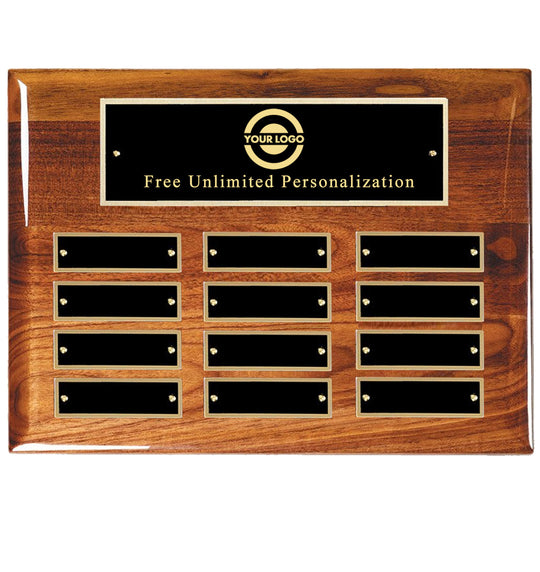 12 Plate Elegant Perpetual Name Plaque - Horizontal