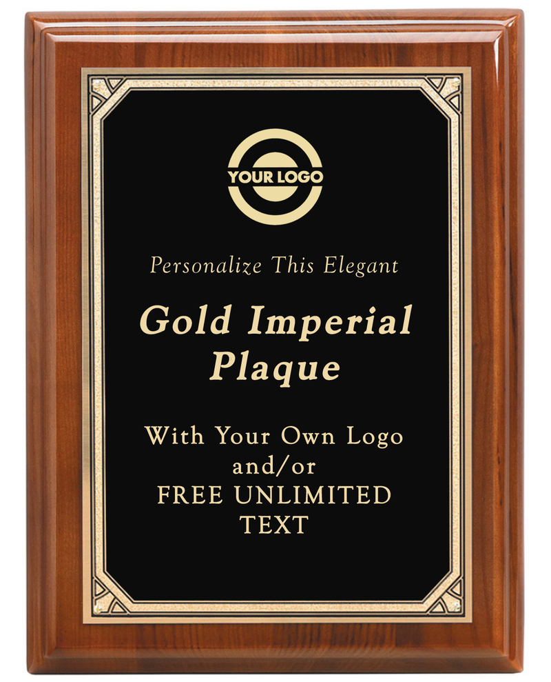 Walnut Imperial Gold Border Plaque