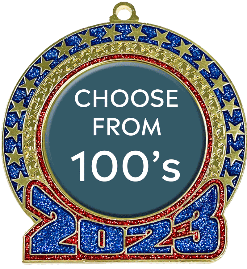 2023 Red and Blue Glitter Insert Medal Animated