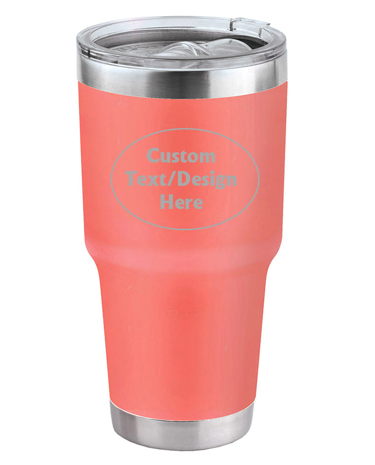 Custom Coffee Tumbler - 30 oz Pink Insulated Tumbler with Straw