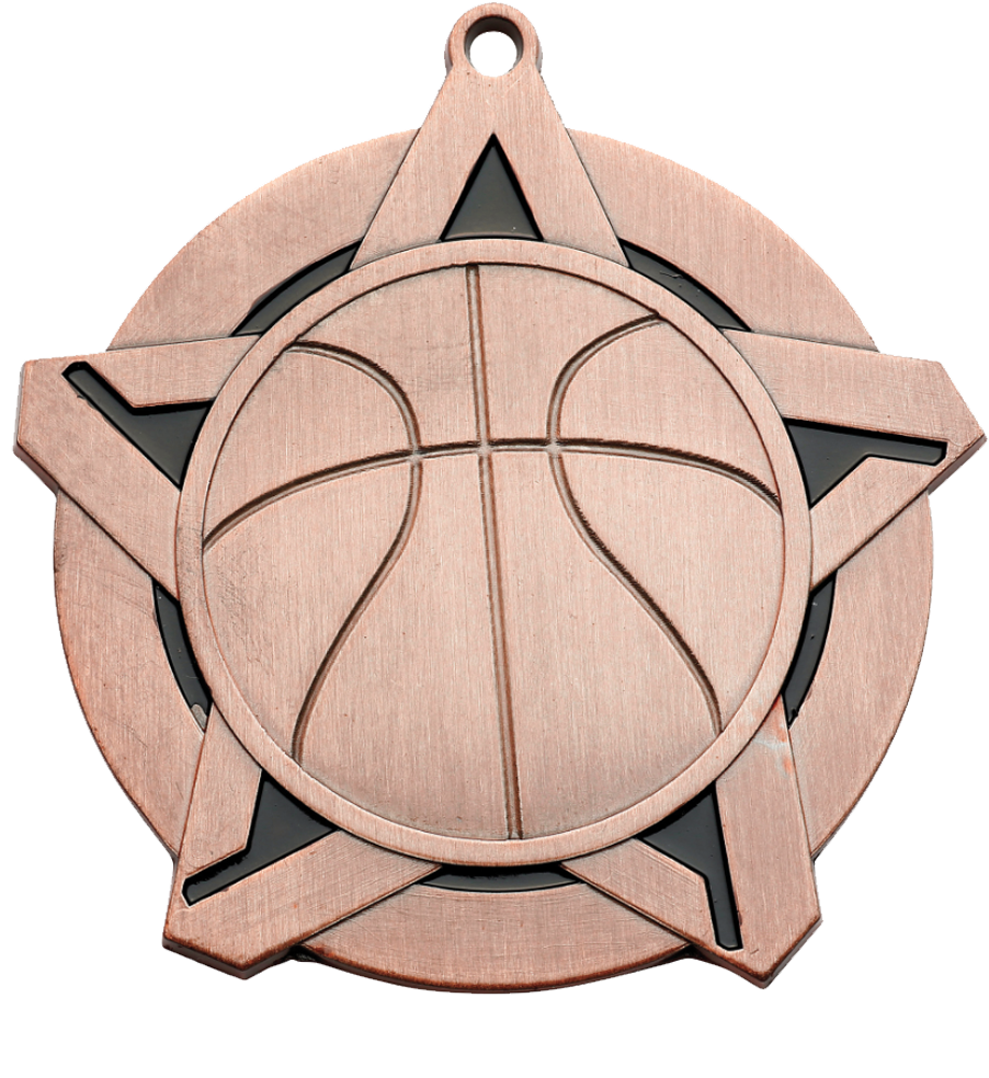 Bronze Super Star Basketball Medal