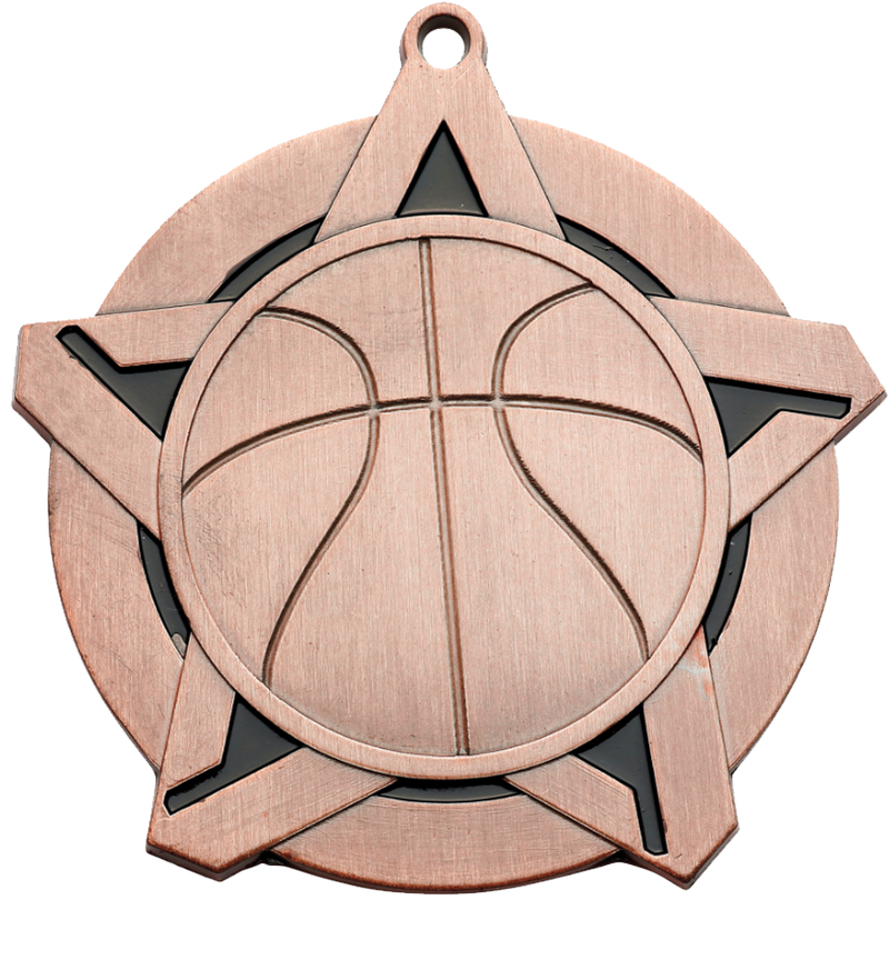 Bronze Super Star Basketball Medal