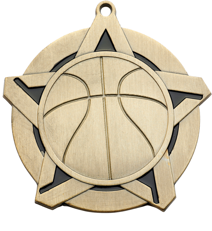 Gold Super Star Basketball Medal