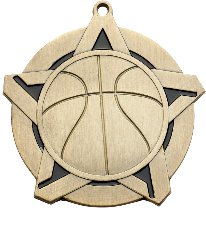 Gold Super Star Basketball Medal