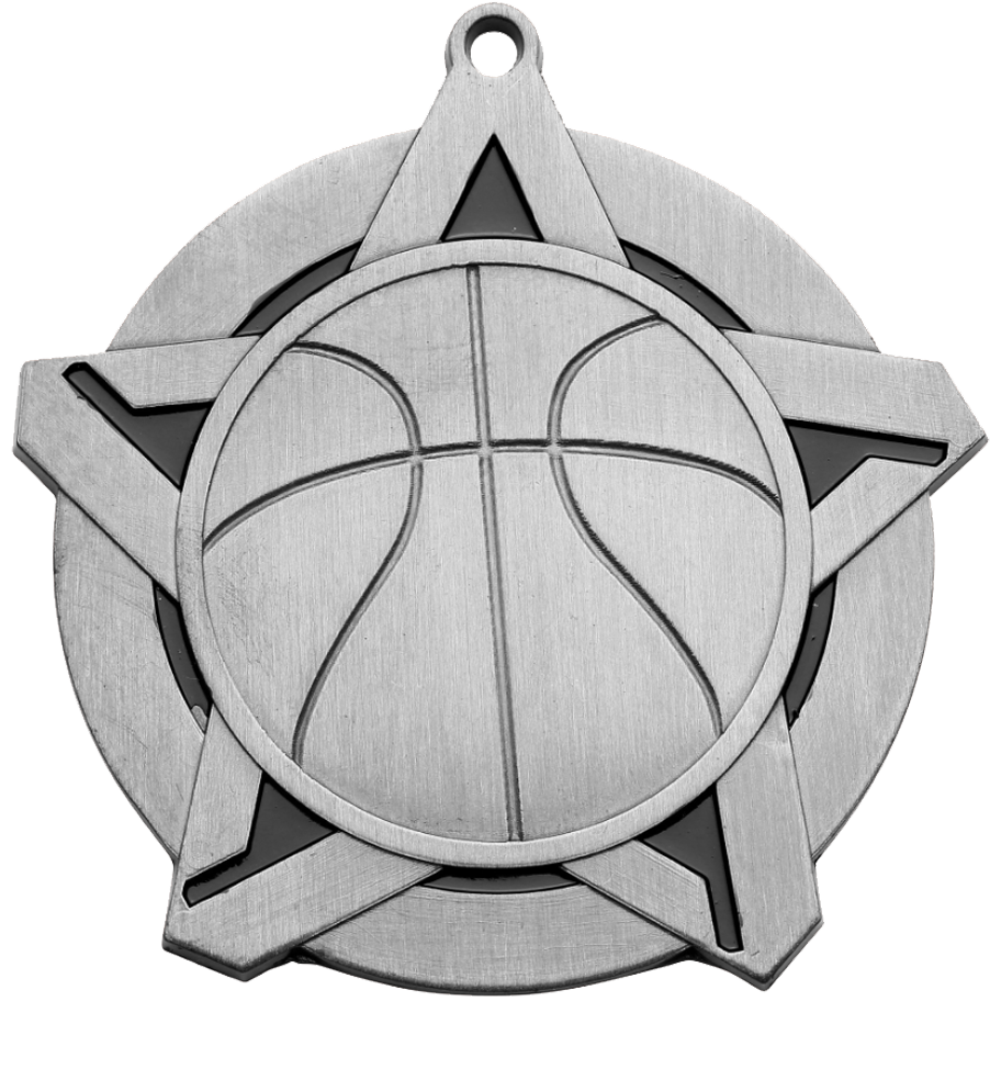 Silver Super Star Basketball Medal