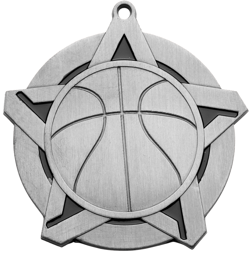 Silver Super Star Basketball Medal