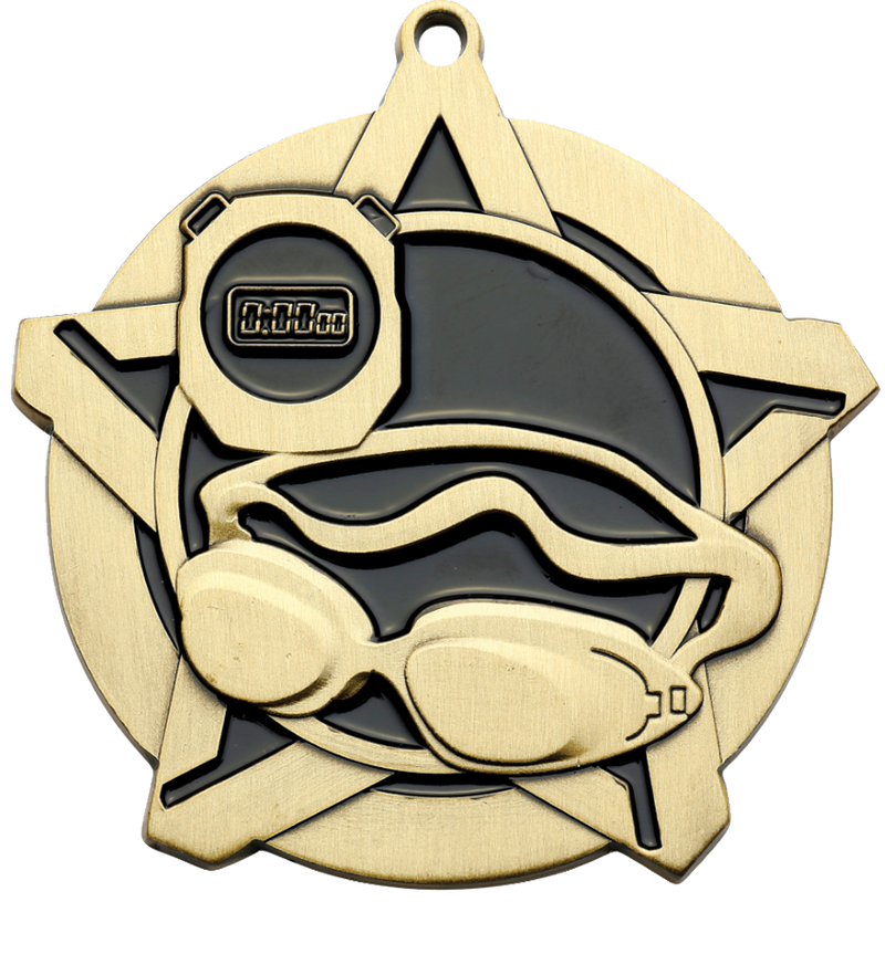 Gold Super Star Swimming Medal