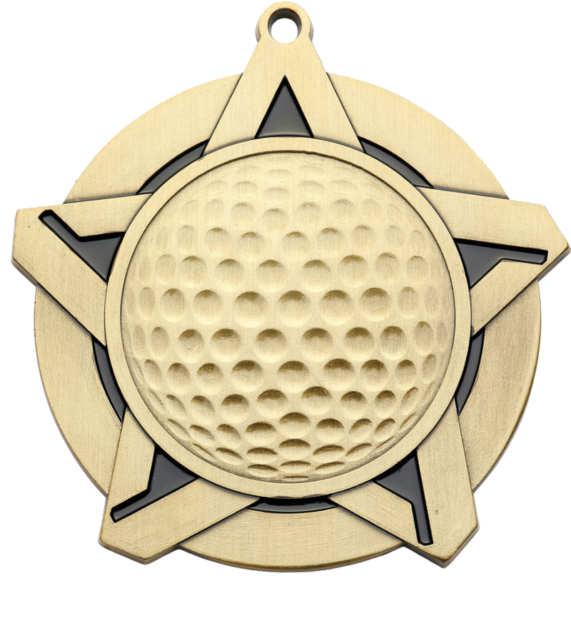 Gold Super Star Golf Medal